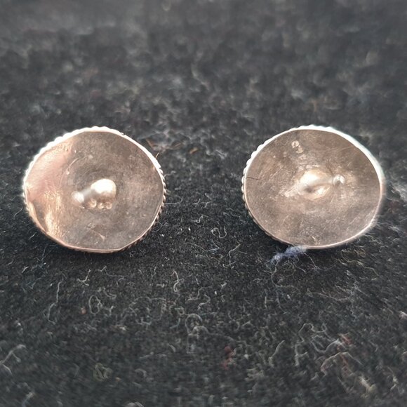 Vintage Natural Amethyst Cabochon 925 Silver Stud Earrings – Handcrafted - Picture 8 of 14